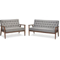 Gray Tufted Sofa Set with Loveseat B1169