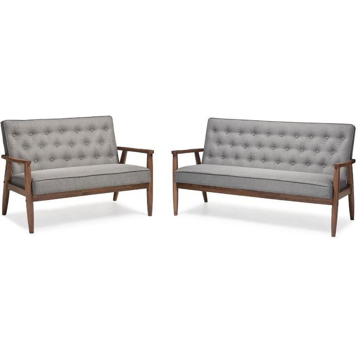 Gray Tufted Sofa Set with Loveseat B1169