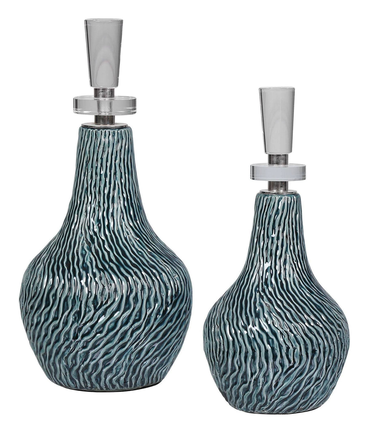 Dark Teal Bottles Set of 2 X51535