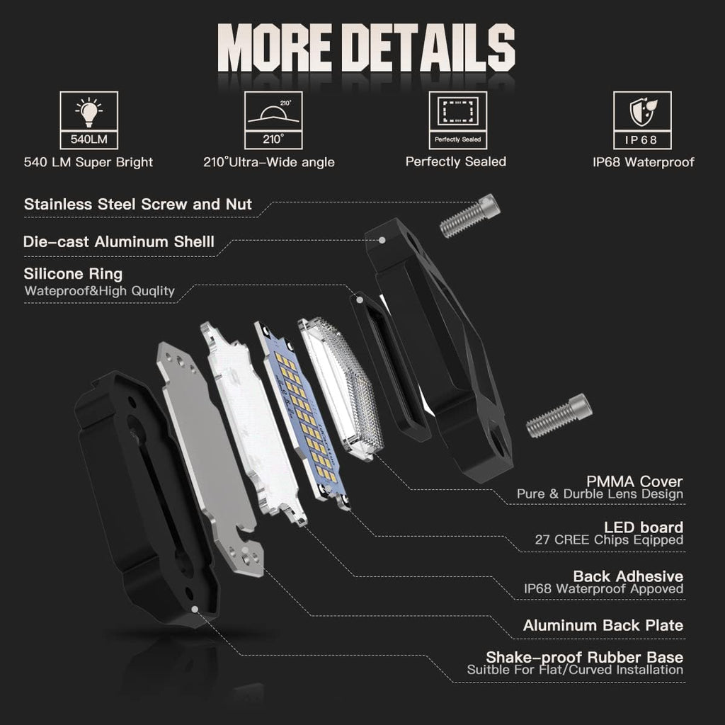White LED Rock Lights 16PCS Z55684