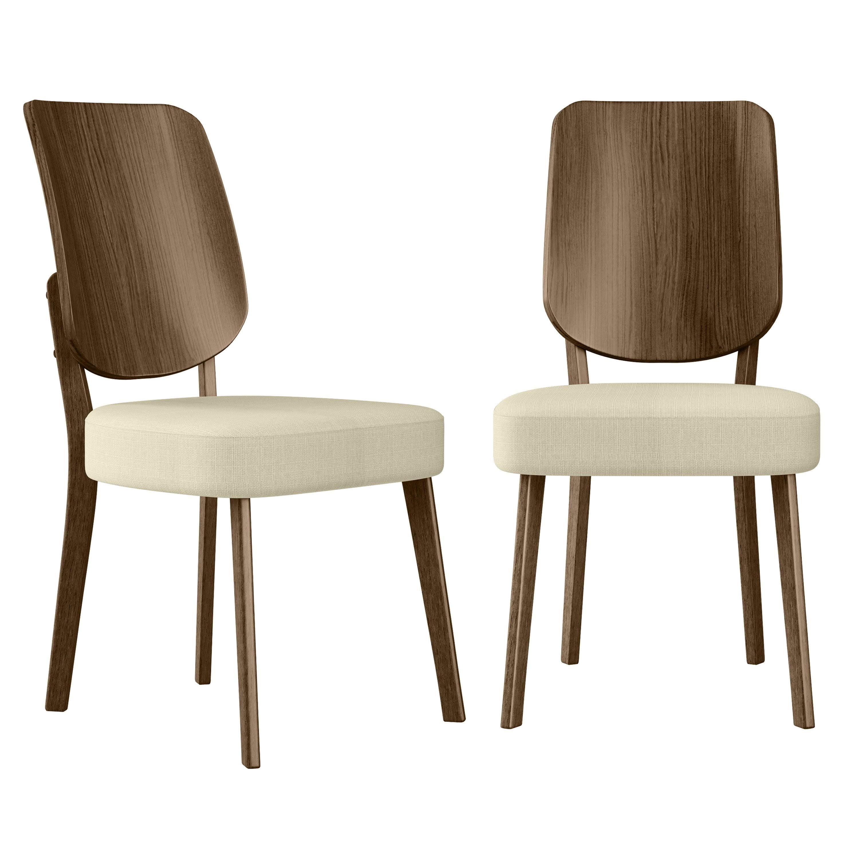 Oatmeal Linen Armless Side Chairs Set of 2 Q3422
