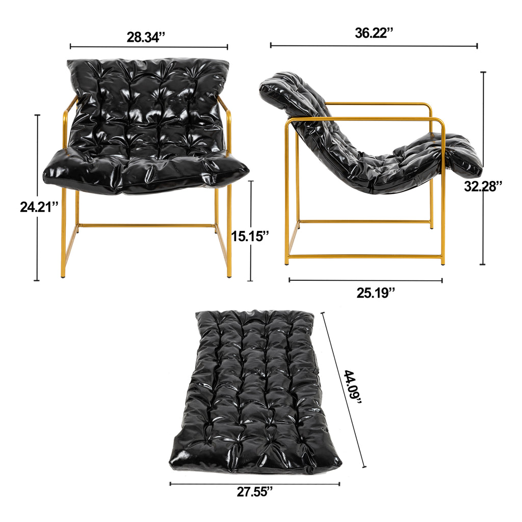 Black Faux Leather Sling Accent Chair Set of 2 I440