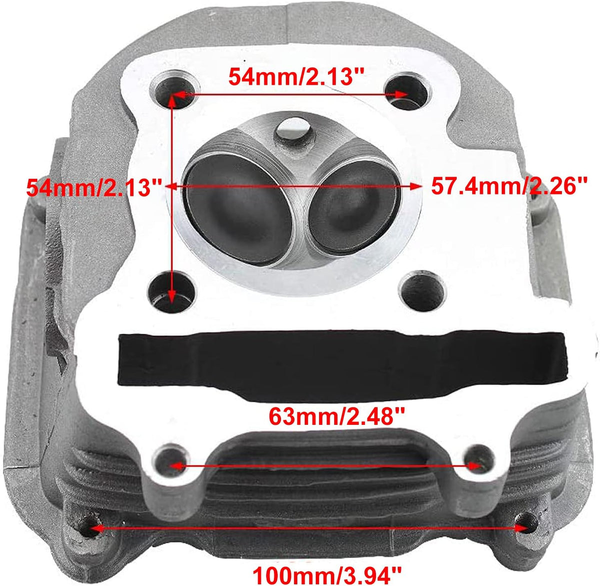 57.4mm Bore 150cc GY6 Engine Rebuild Kit Cylinder Head Pack of 2 O544