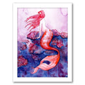 Red Coral Mermaid Black Frame 11x22x14x22 C49018