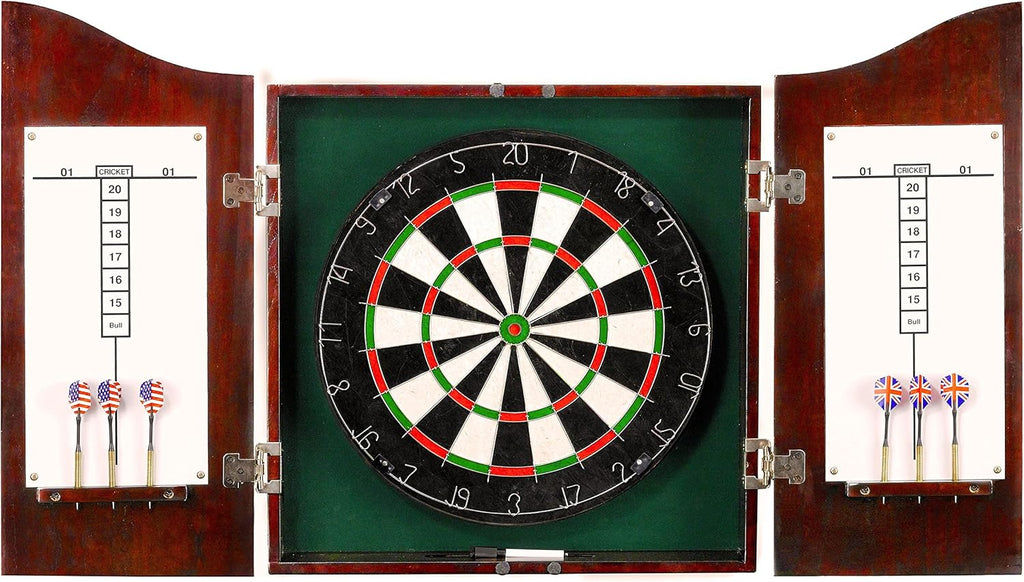 Solid Wood Dartboard Cabinet with Dark Cherry Finish N466