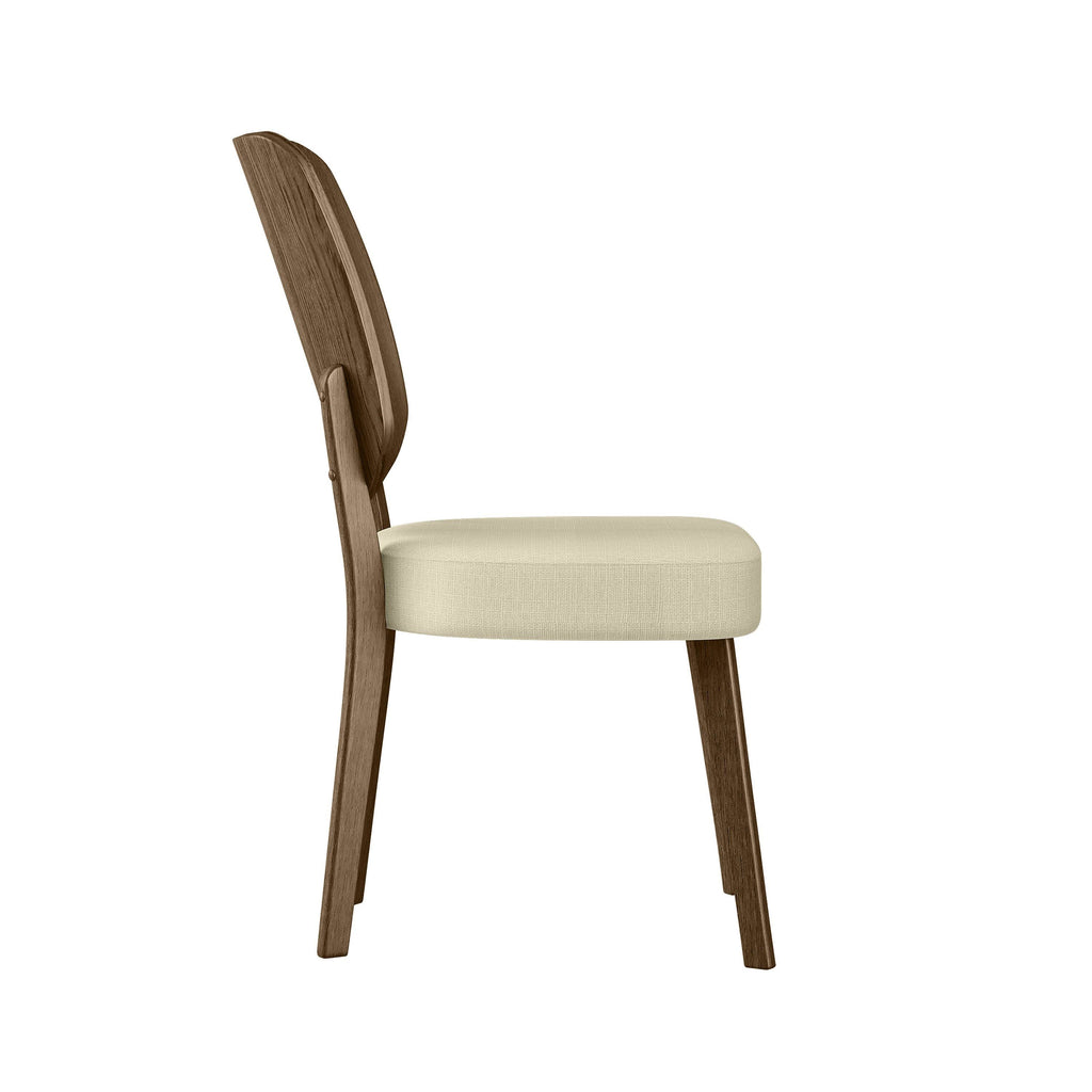Oatmeal Linen Armless Side Chairs Set of 2 Q3422