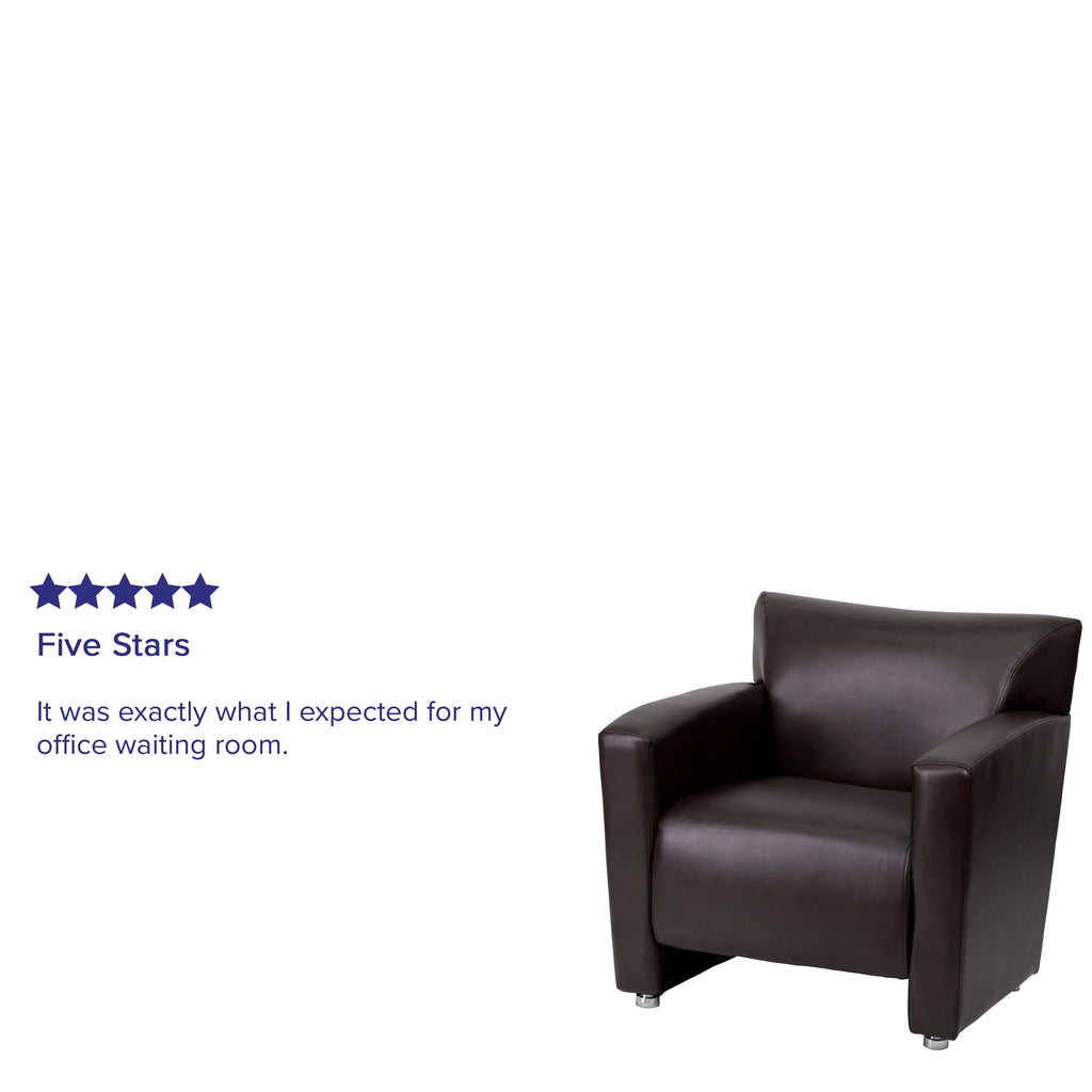 Brown LeatherSoft Chair with Extended Panel Arms T63997