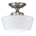 Semi-Flush Opal Glass Schoolhouse Fixture Satin Nickel Finish X49999