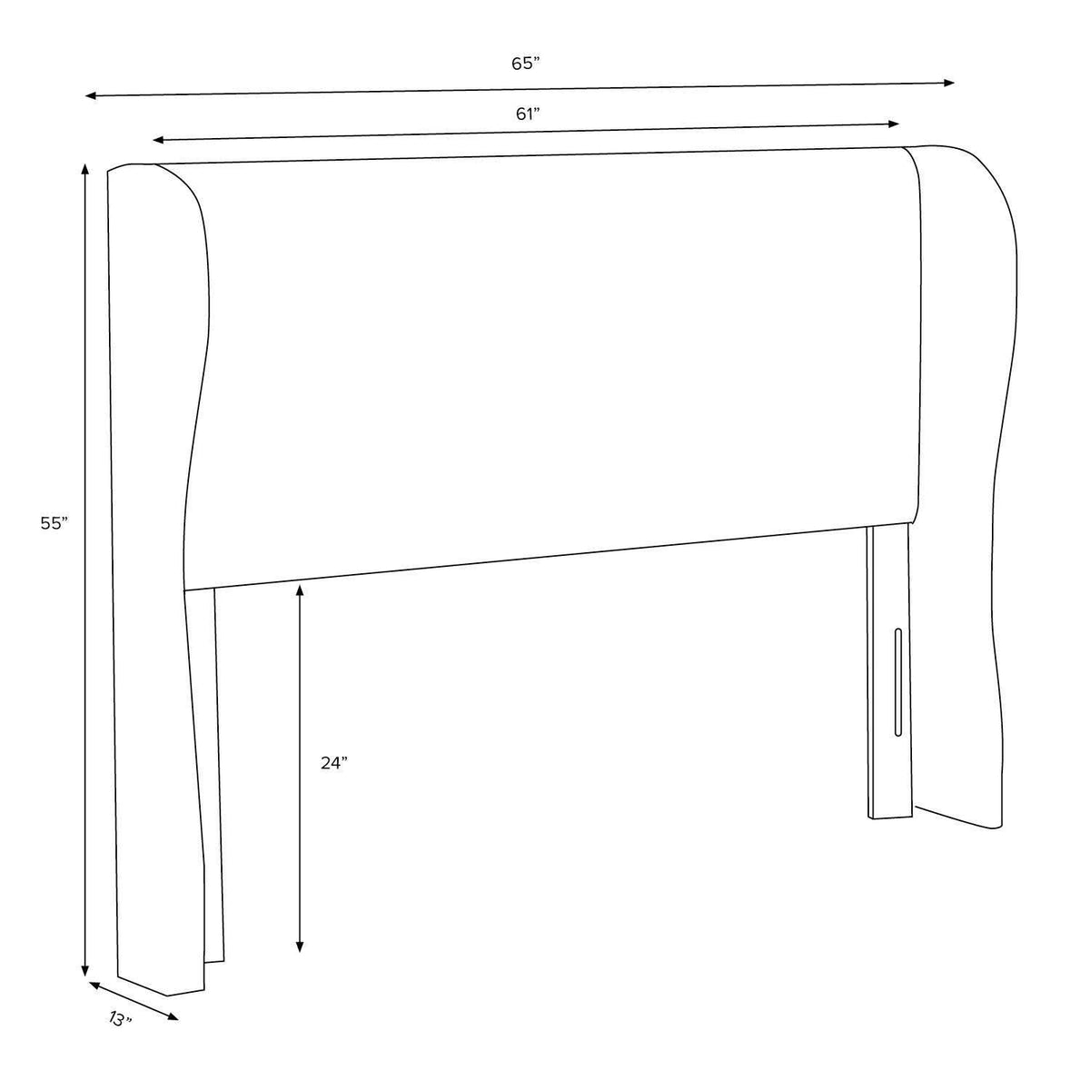 Velvet Tufted Wing Back Headboard Queen Y6886
