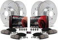 Front and Rear Carbon Fiber Brake Pads with Drilled & Slotted Brake Rotors Kit R248