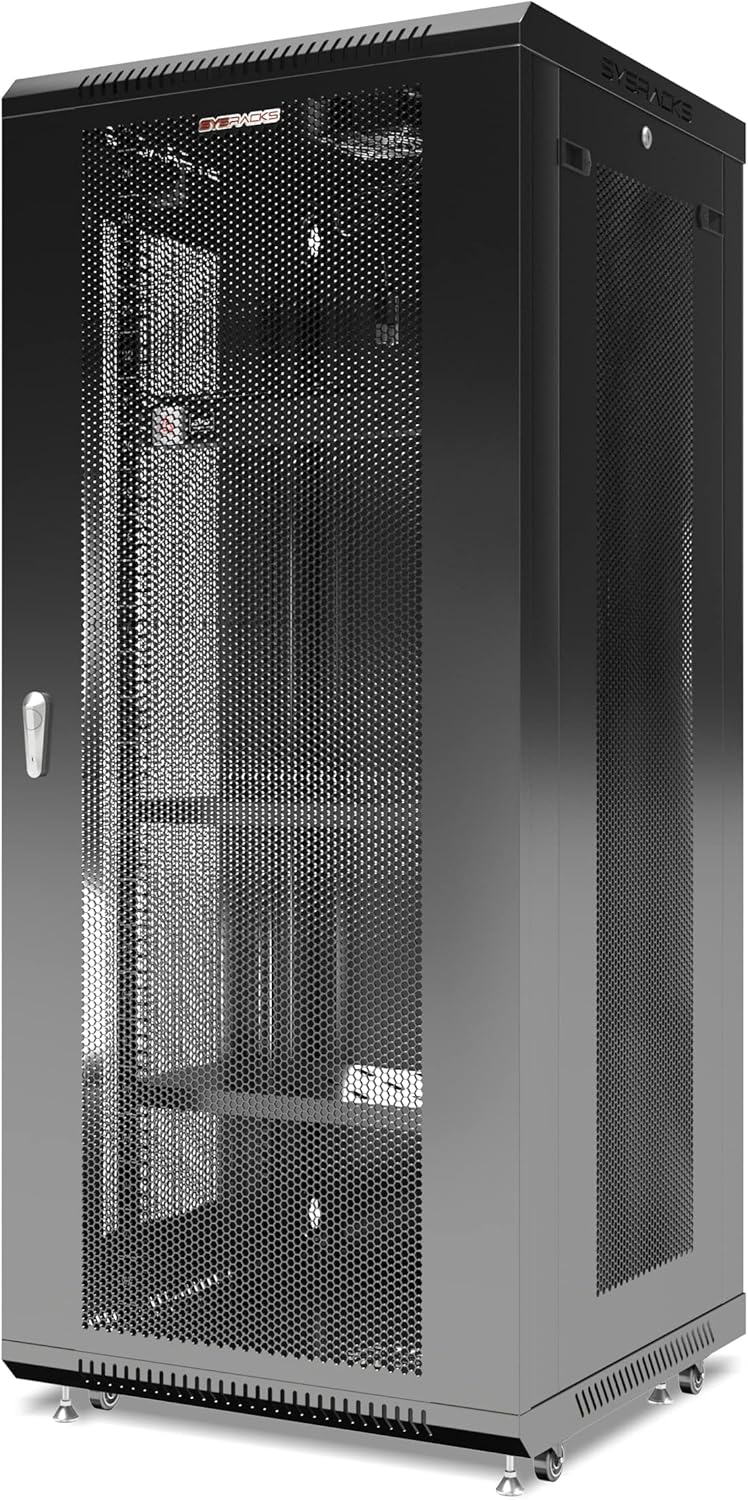 27 U Locking Wall Mount Server Rack Enclosure with Casters and Shelf F647370