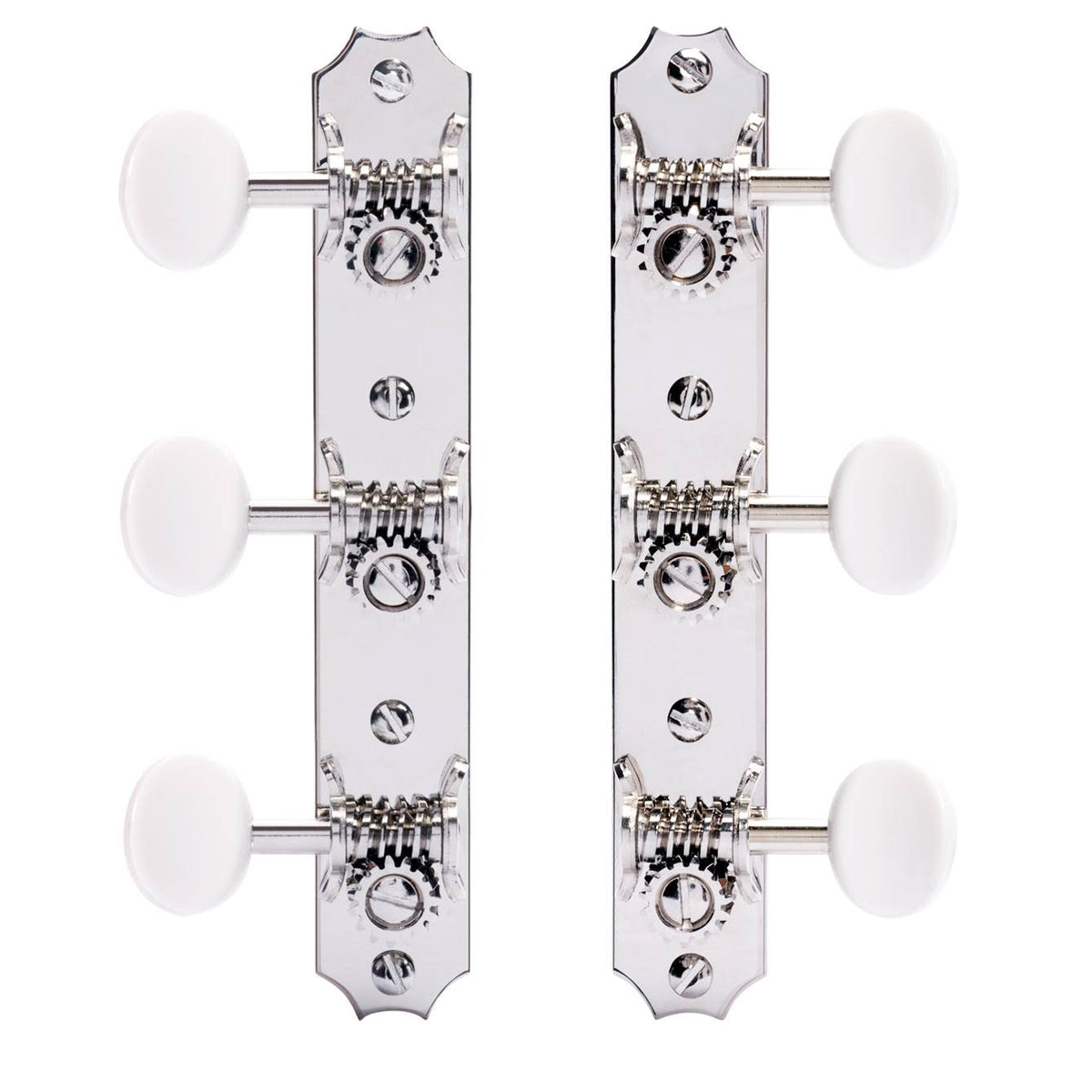 Restoration Tuners for Solid Peghead Guitar with Scallop-end, Bright Nickel H5130
