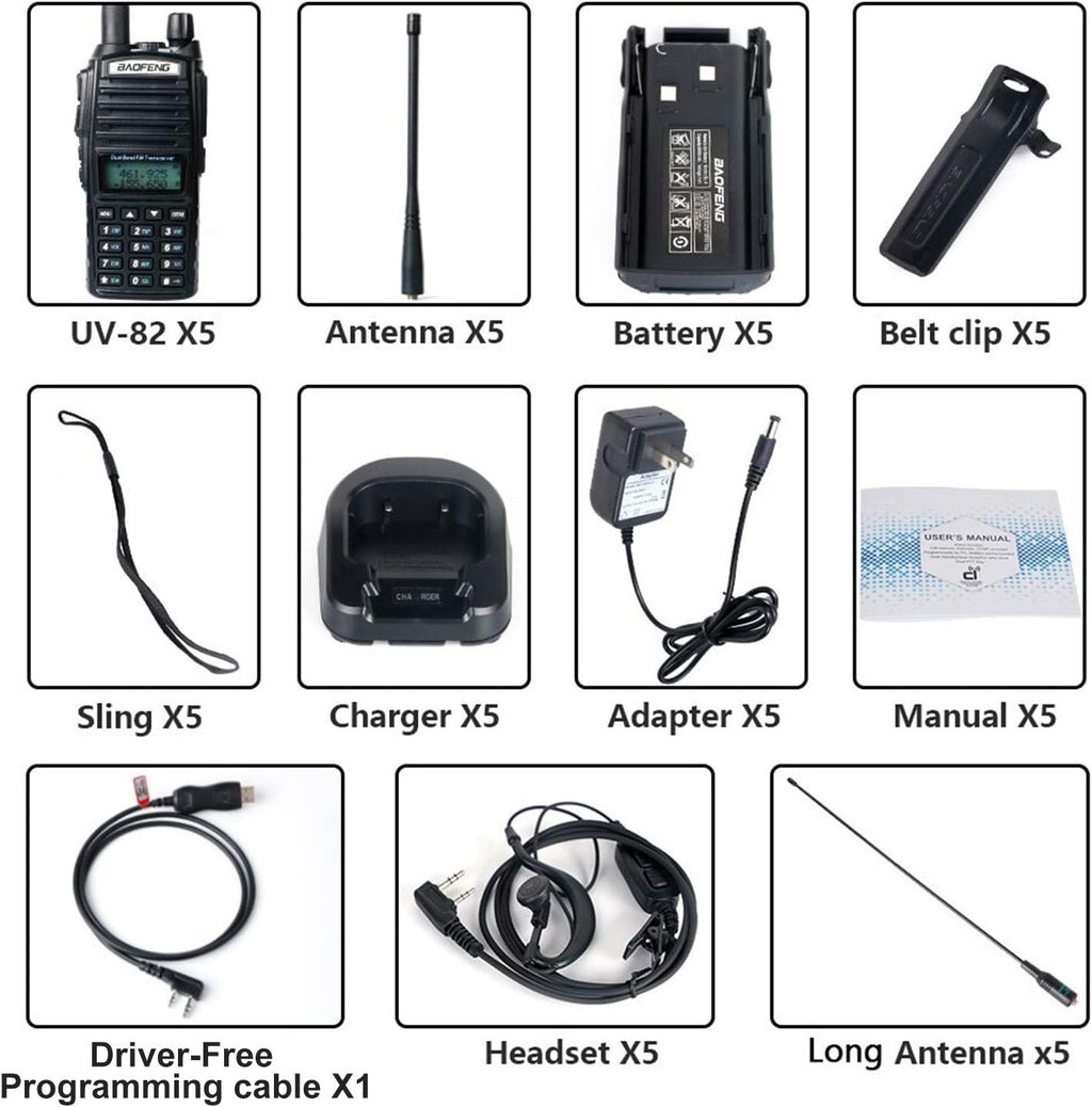 2 Way Radio 5 Pack Black F8663