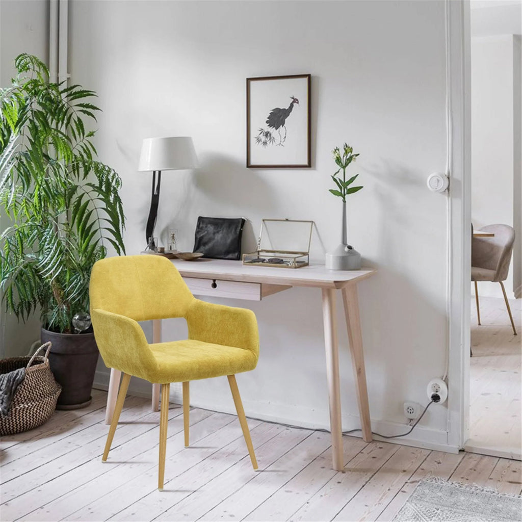 Linen Dining Chair (Set of 2) (Yellow) O7624
