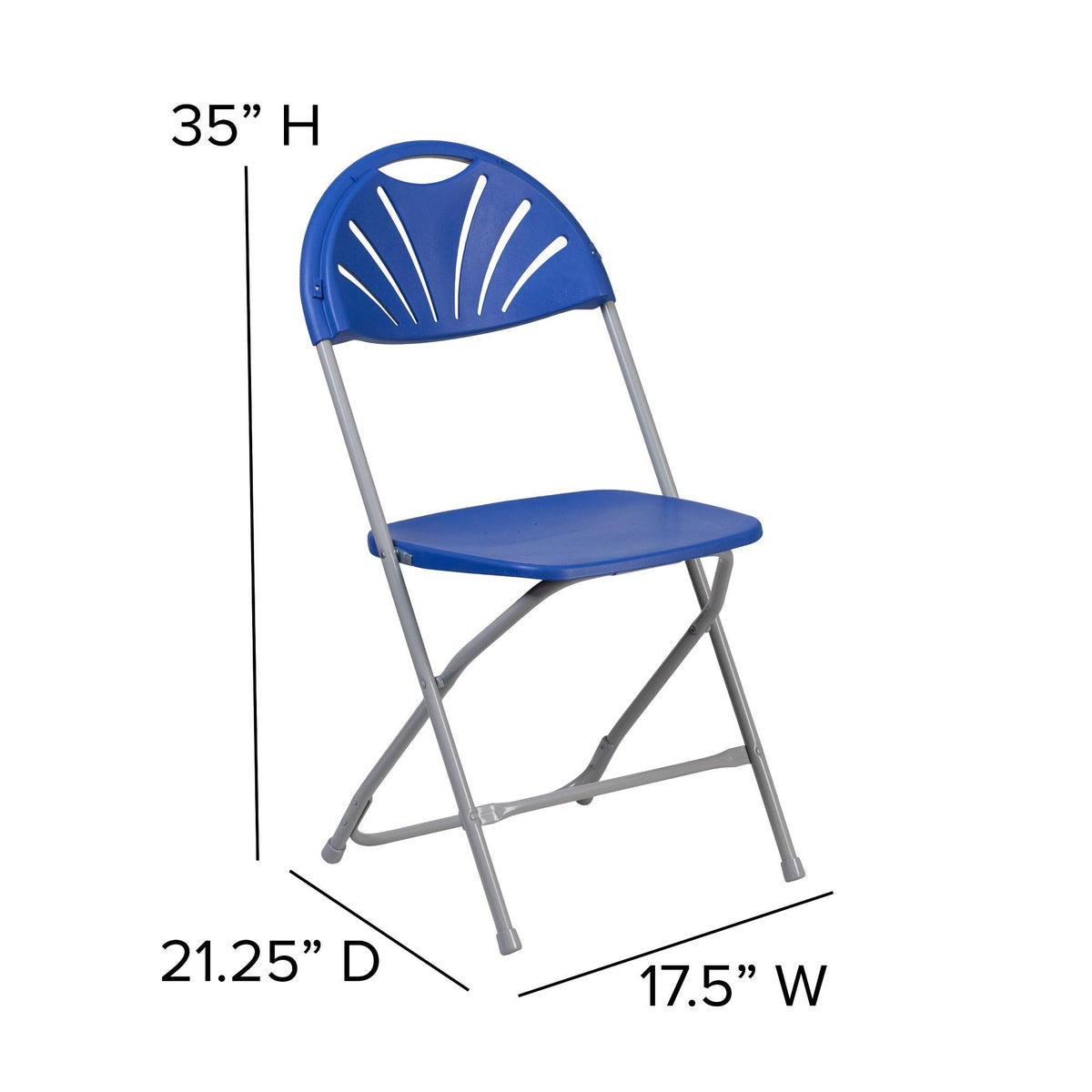 2 Pack Blue Plastic Fan Back Folding Chair C961117