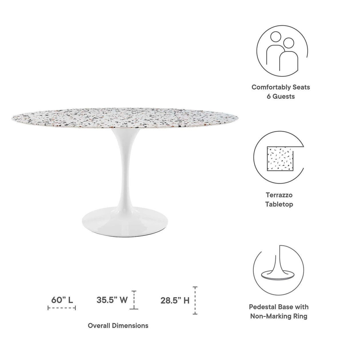 White Oval Wood Dining Table G802763