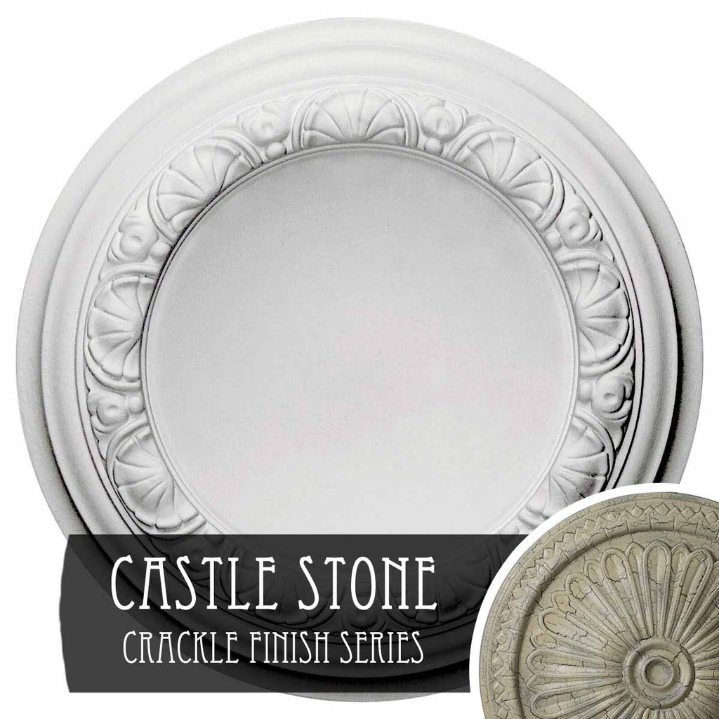 12 1/2x22OD x 1 1/2x22P Ceiling Medallion Hand-Painted Castle Stone Crackle V93873