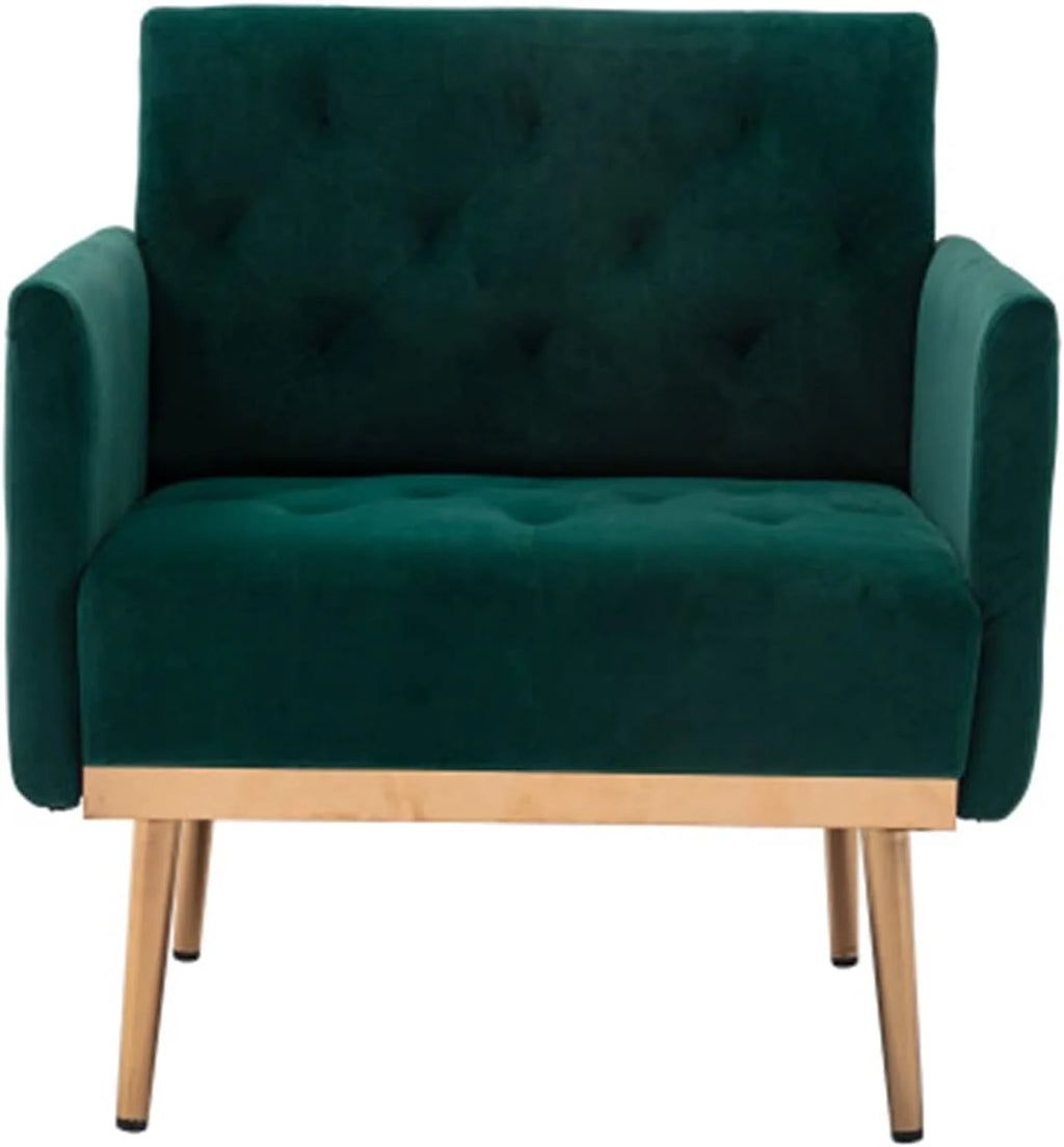 Square Velvet Accent Chair with Golden Metal Legs G22758