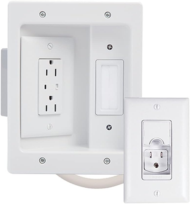White Recessed In Wall TV Power Kit with USB, Pack of 2 I74903