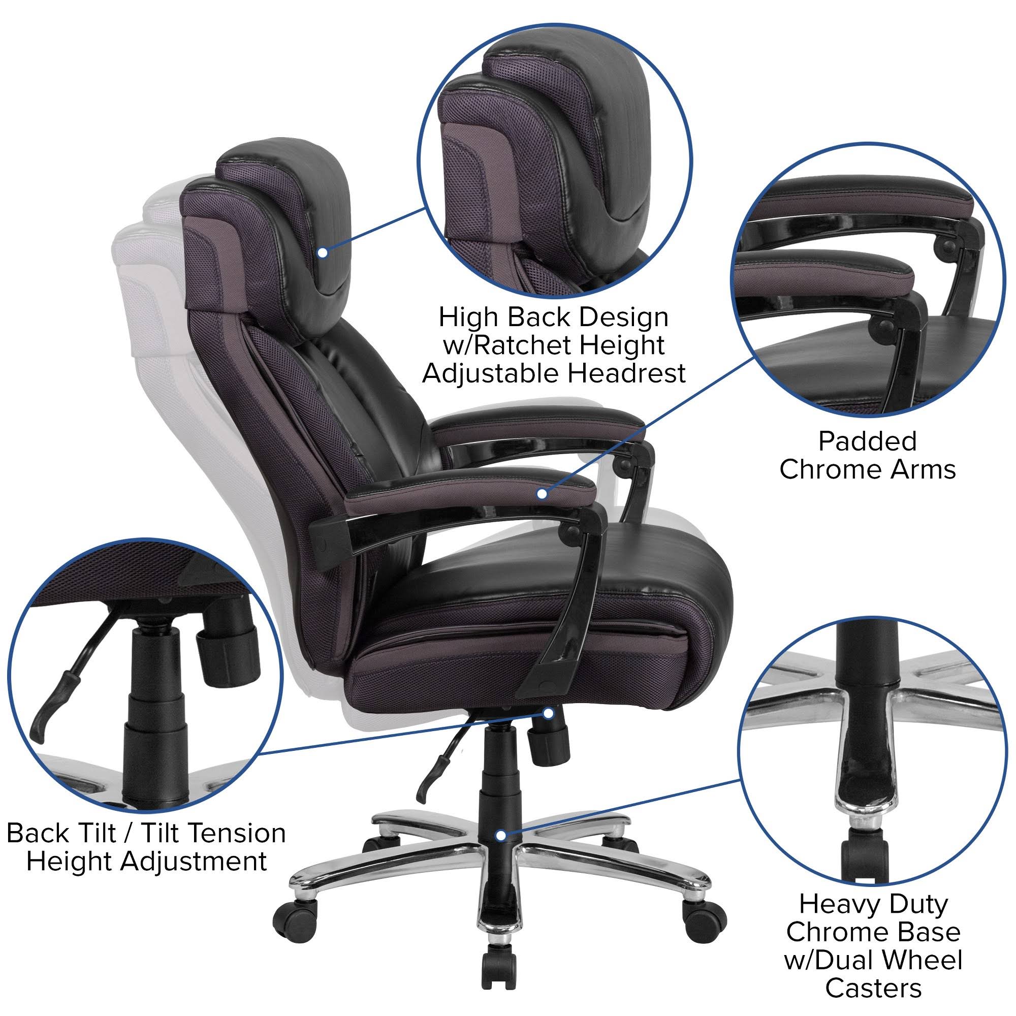 Black LeatherSoft Ergonomic Office Chair with Adjustable Headrest C2999