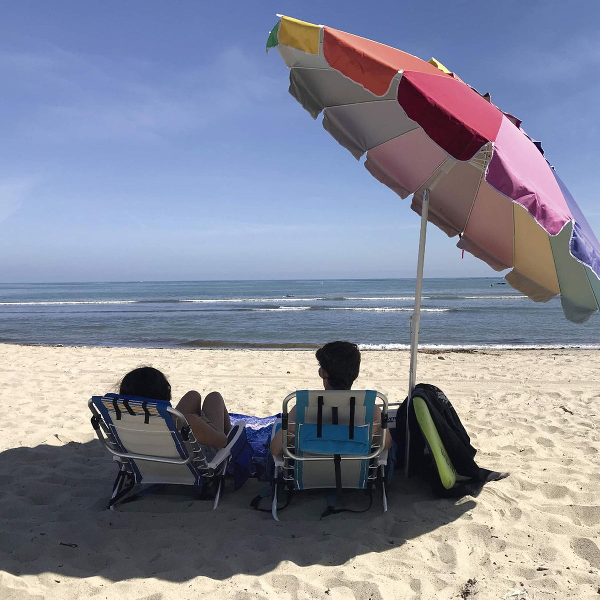 8 Foot Heavy Duty High Wind Beach Umbrella with Sand Anchor & Carrying Bag Z70743