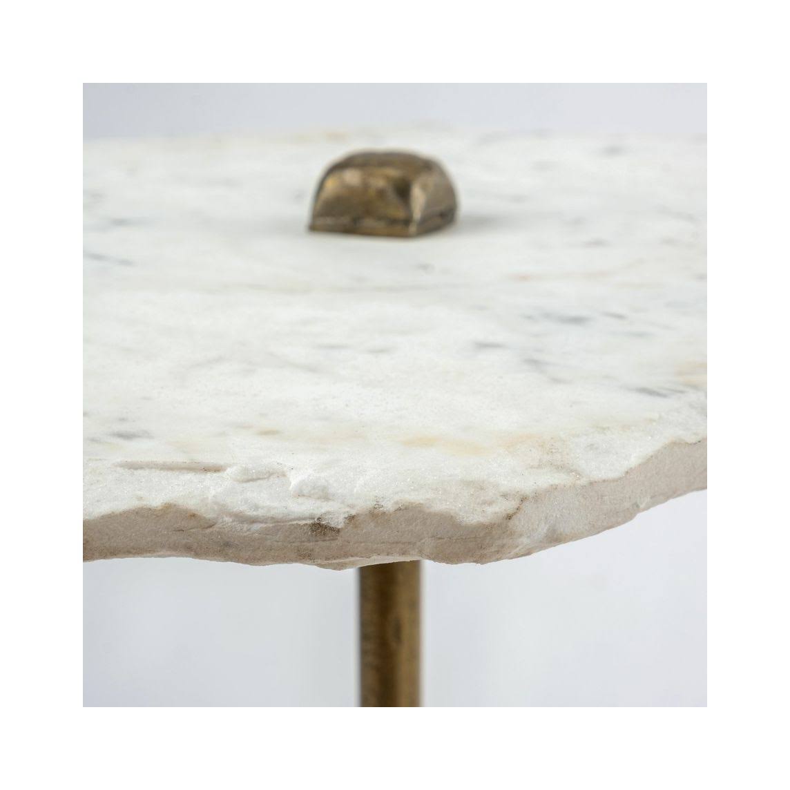 White Marble and Antique Gold Accent Table L1991