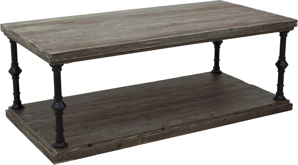 Rustic Open Storage Coffee Table, Grey Pine F861