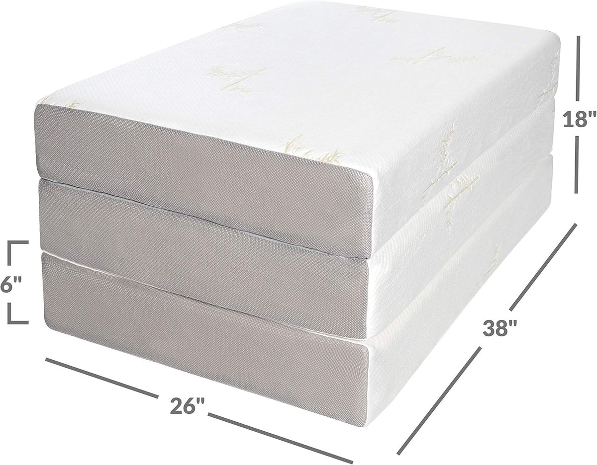 Twin XL Tri Folding Memory Foam Mattress with Washable Cover X2269