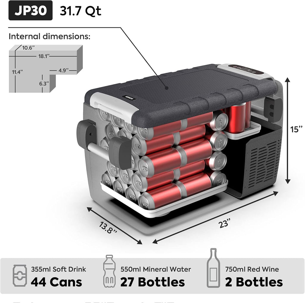 Portable Refrigerator Car Fridge Freezer, 31 Liters Compact Refrigerator I724