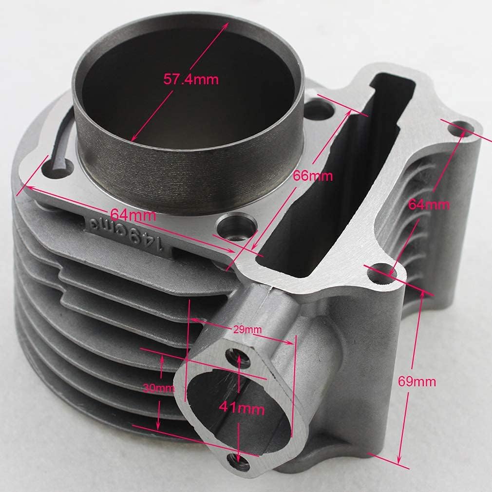 57.4mm Bore 150cc GY6 Engine Rebuild Kit Cylinder Head Pack of 2 O544
