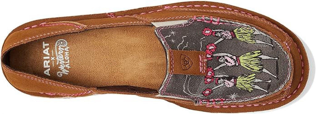 Women's Cruiser Western Aloha Boat Shoe, Nutty Bean/Hula Print, 10 10 NUTTY BEAN H593