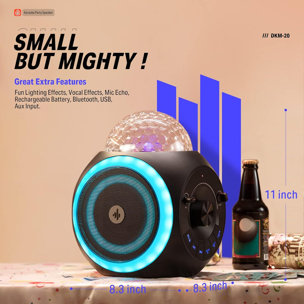 Portable Karaoke Machine Bluetooth PA Speaker System with Lights K5010