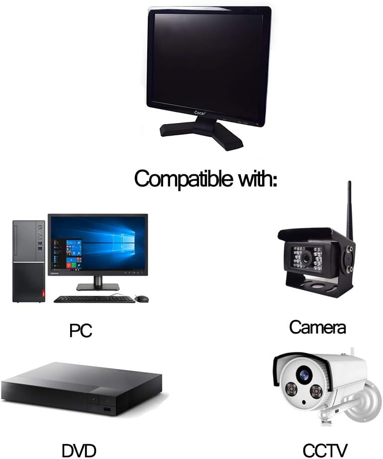 19 inch CCTV Security Monitor with BNC VGA HDMI AV Built-in Speaker 4:3 HD Display LCD Screen H2031