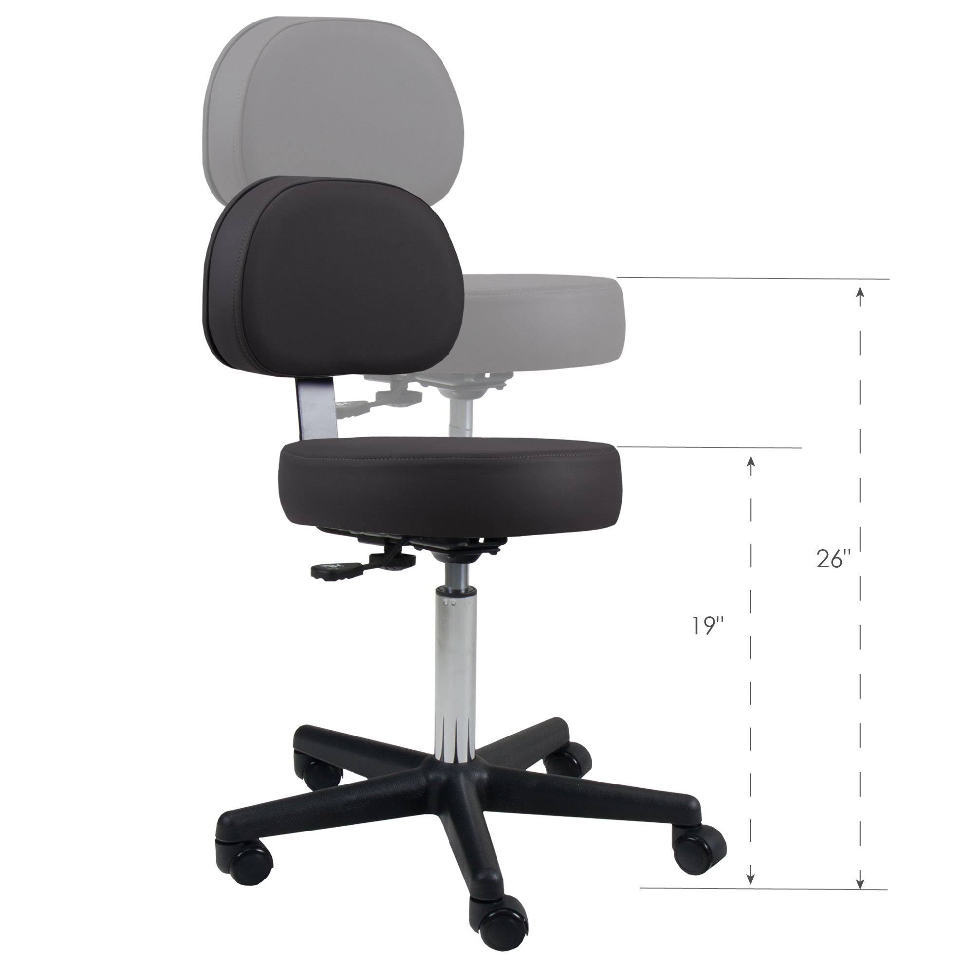 Black Rolling Stool with Back Y8794