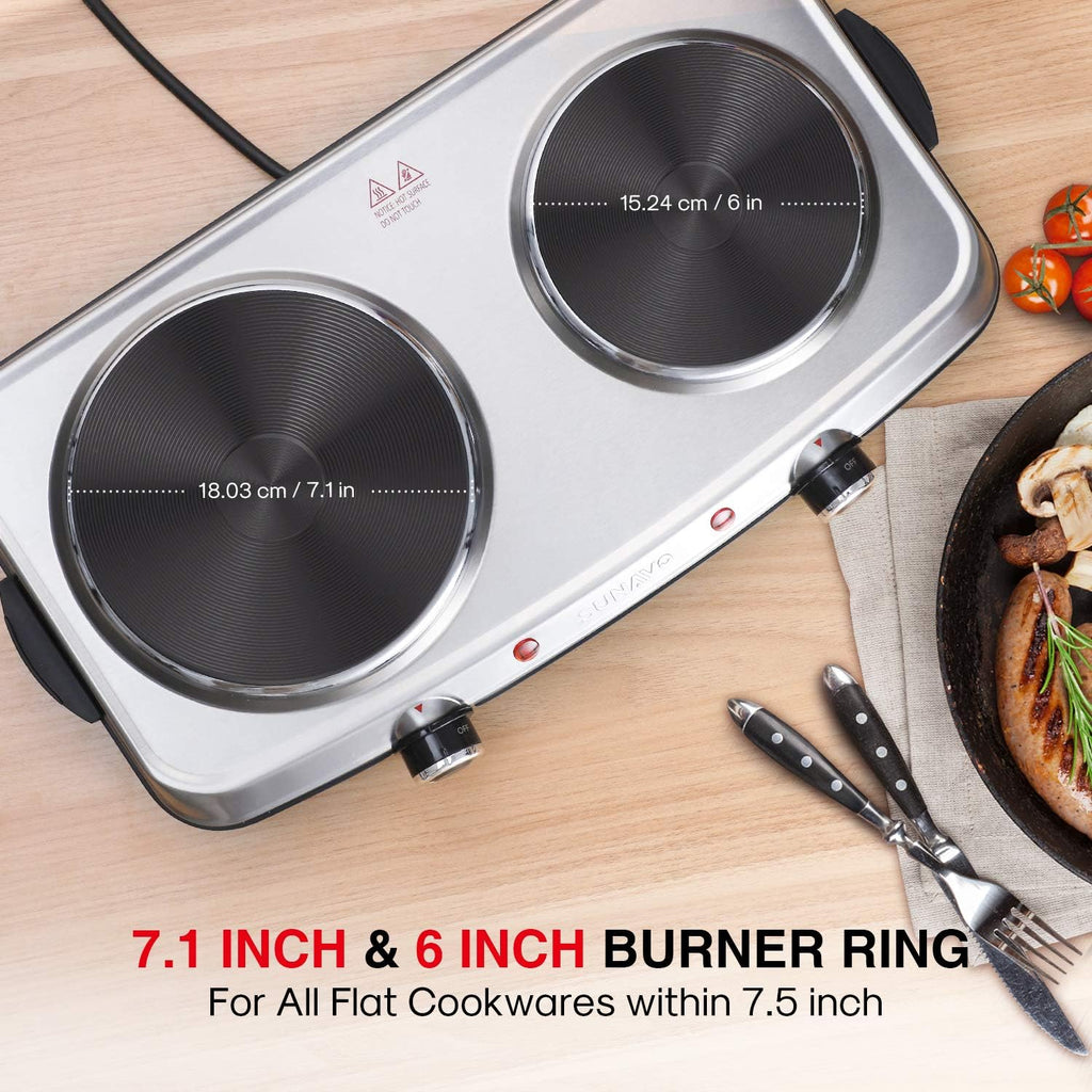 1800W Stainless Steel Electric Double Burner Hot Plate S388334