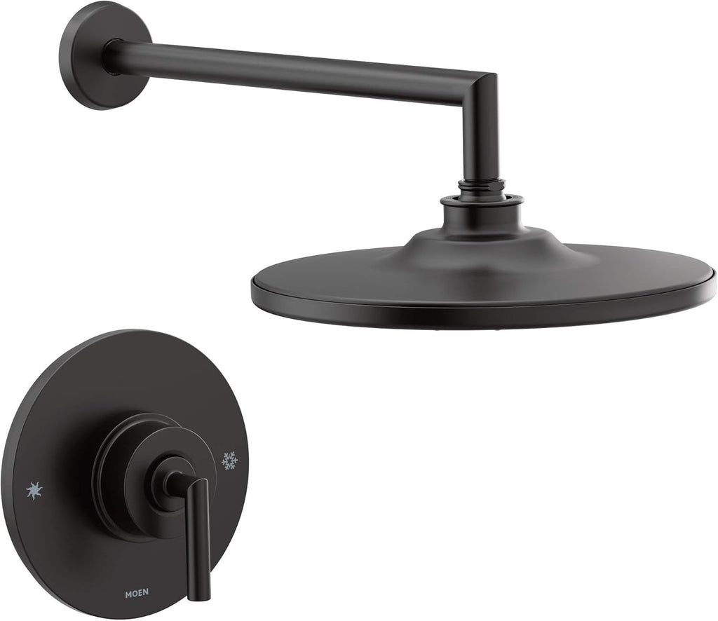 Matte Black Modern Shower Trim Kit with 10-Inch Rainshower D599