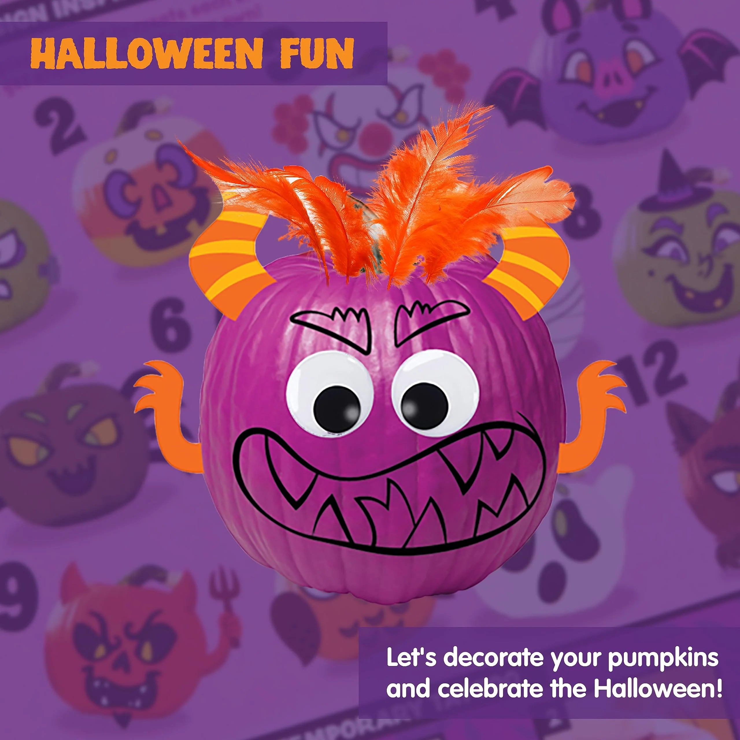 40 pcs Halloween 3D Pumpkin Decorating DIY Craft Kits for Kids T1702
