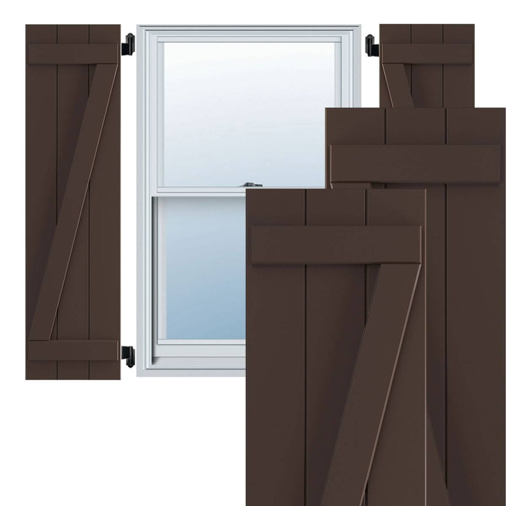 16 1/8x22W x 71x22H PVC Three Board Joined Board-n-Batten Shutters w/Z-Bar R779855