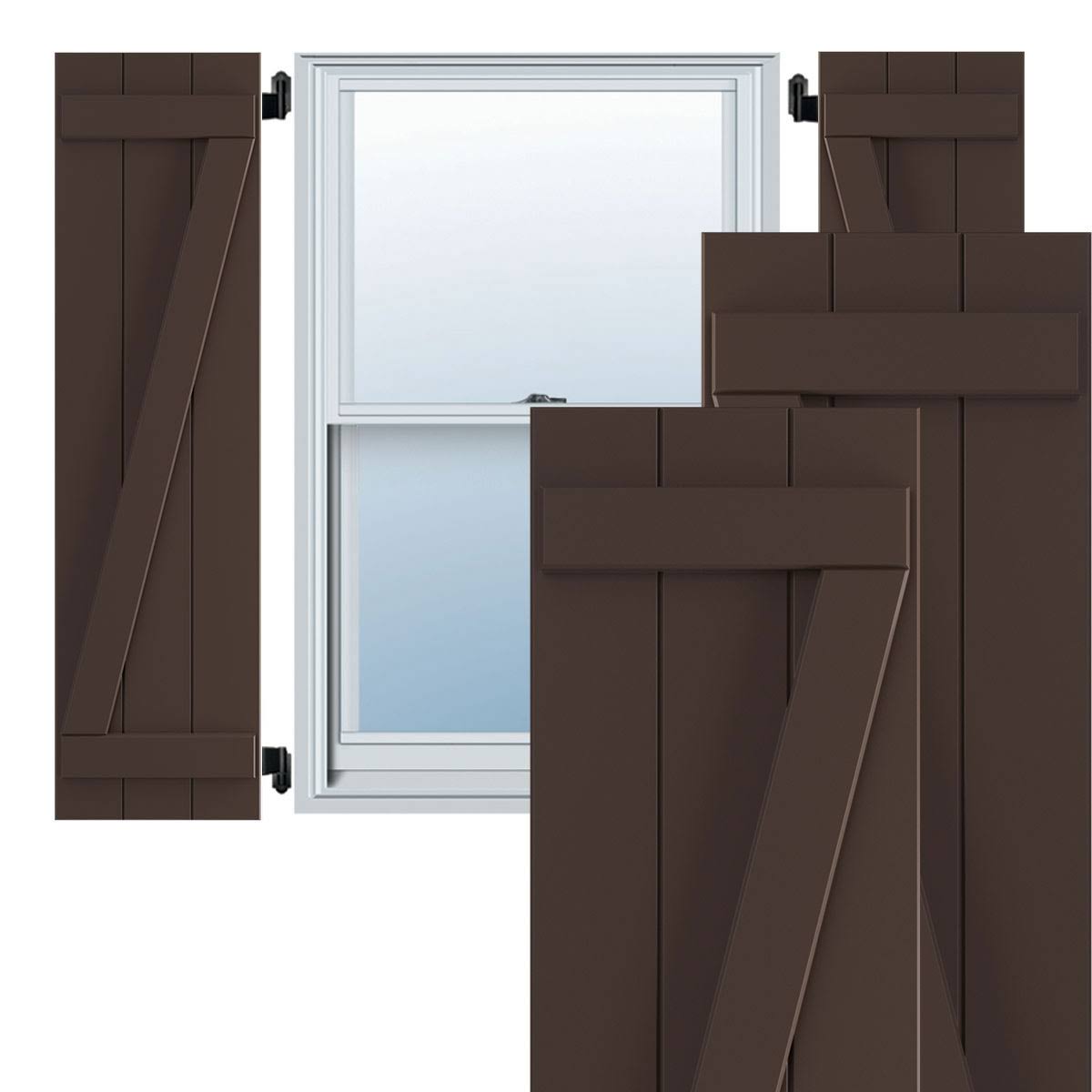 16 1/8x22W x 71x22H PVC Three Board Joined Board-n-Batten Shutters w/Z-Bar R779855