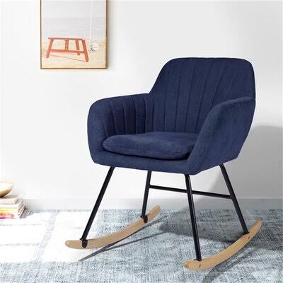 Blue Fabric Rocking Chair with Armrest H324411