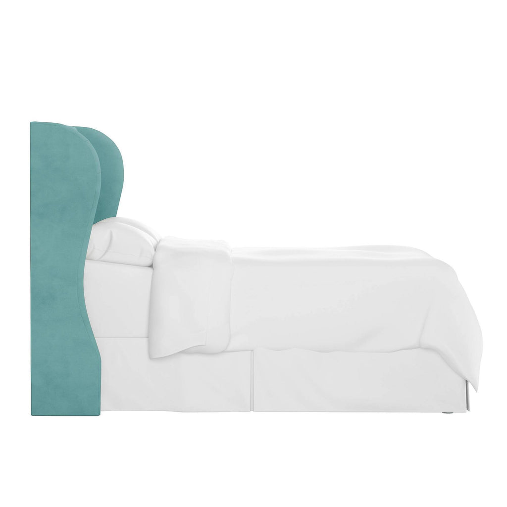 Velvet Tufted Wing Back Headboard Queen Y6886