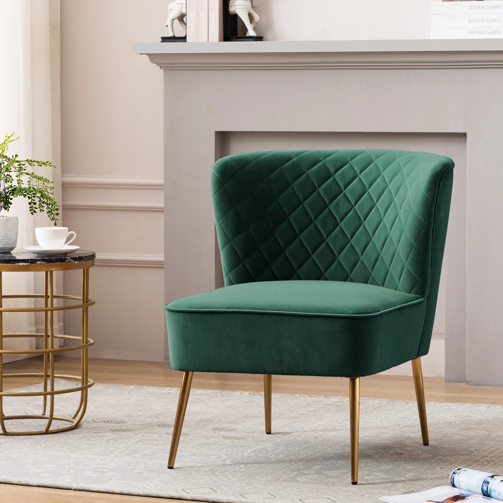 Dark Green Velvet Accent Chair B20497