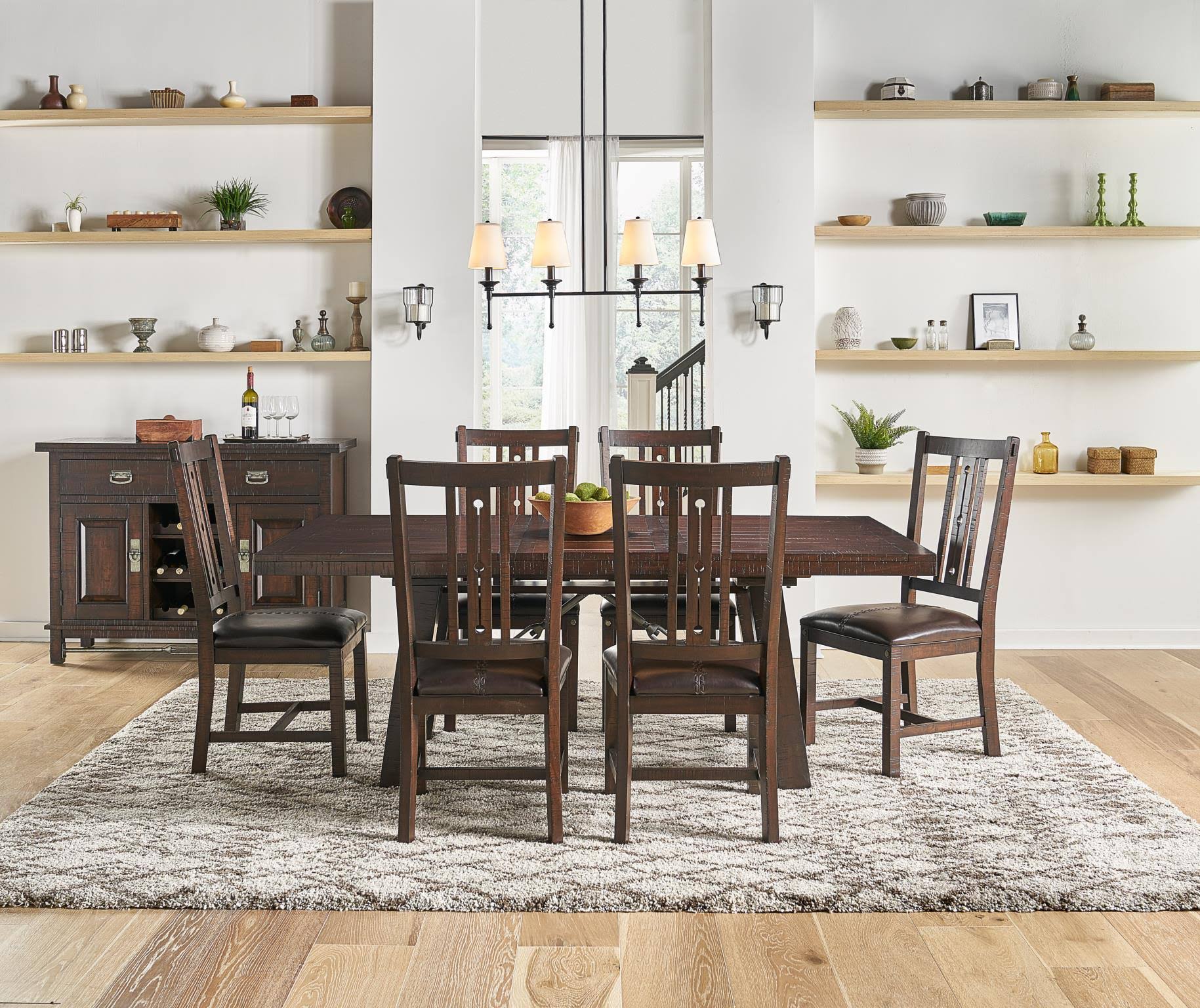 Rustic Mahogany Trestle Table Y638706