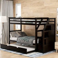 Espresso Twin-Over-Twin Bunk Bed with Trundle and 3 Storage Stairs P3033