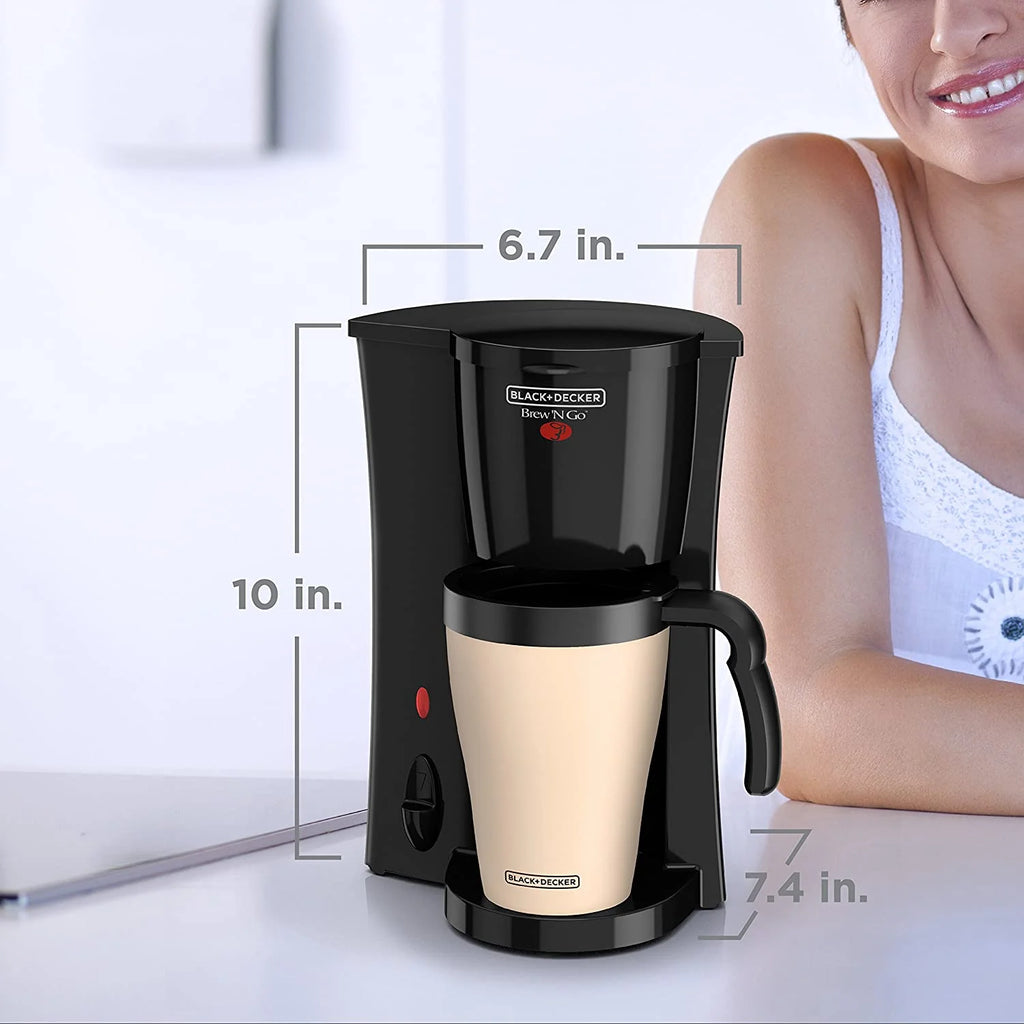 Personal Coffeemaker with Travel Mug, Black/Beige T71980