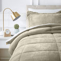 Twin Taupe Micromink Sherpa Comforter Bed Set K8776