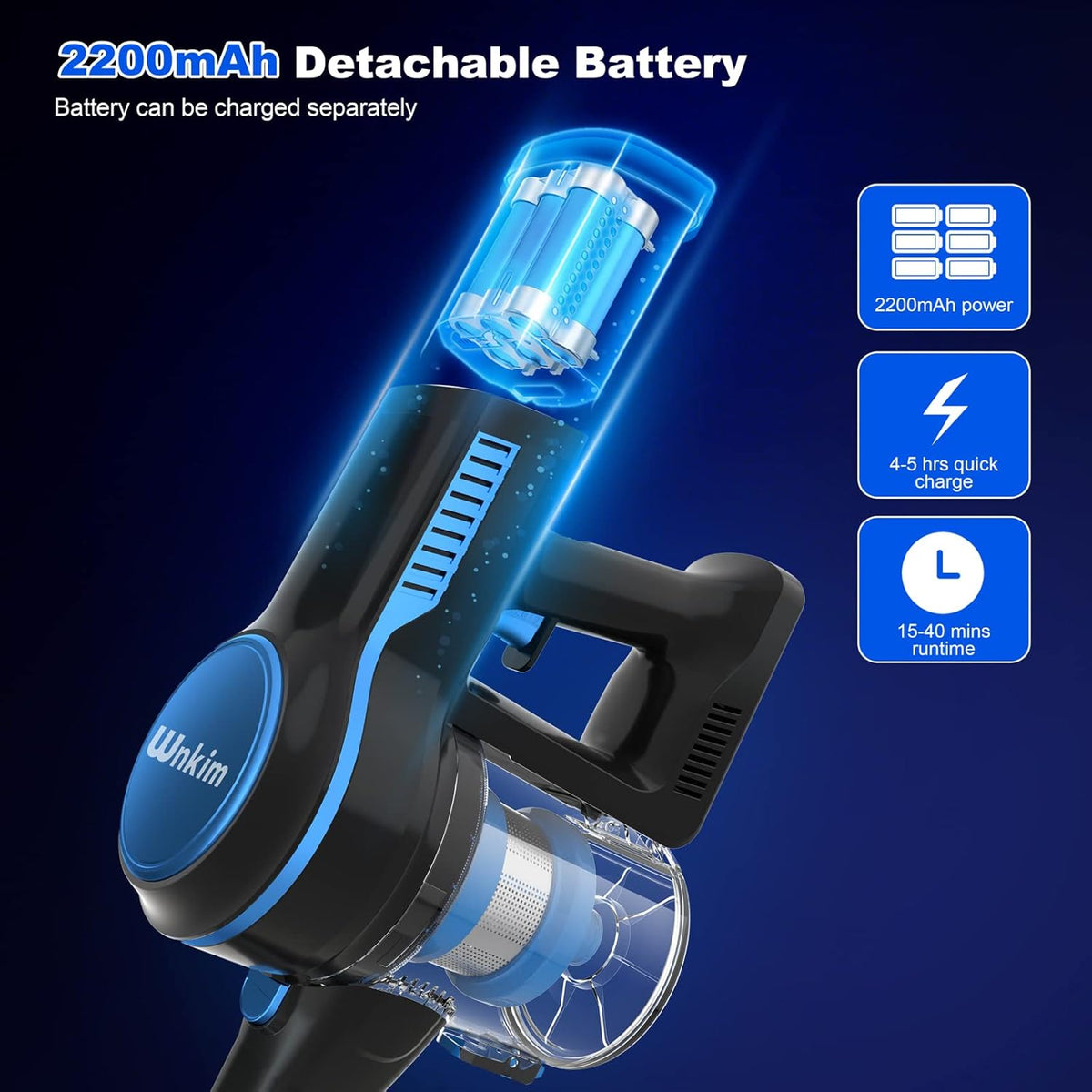 Cordless Stick Vacuum Cleaner with 23Kpa 200W Brushless Motor, 3 Suction Mode, 2200mAh Rechargeable Battery, 6-in-1 Lightweight Y58910