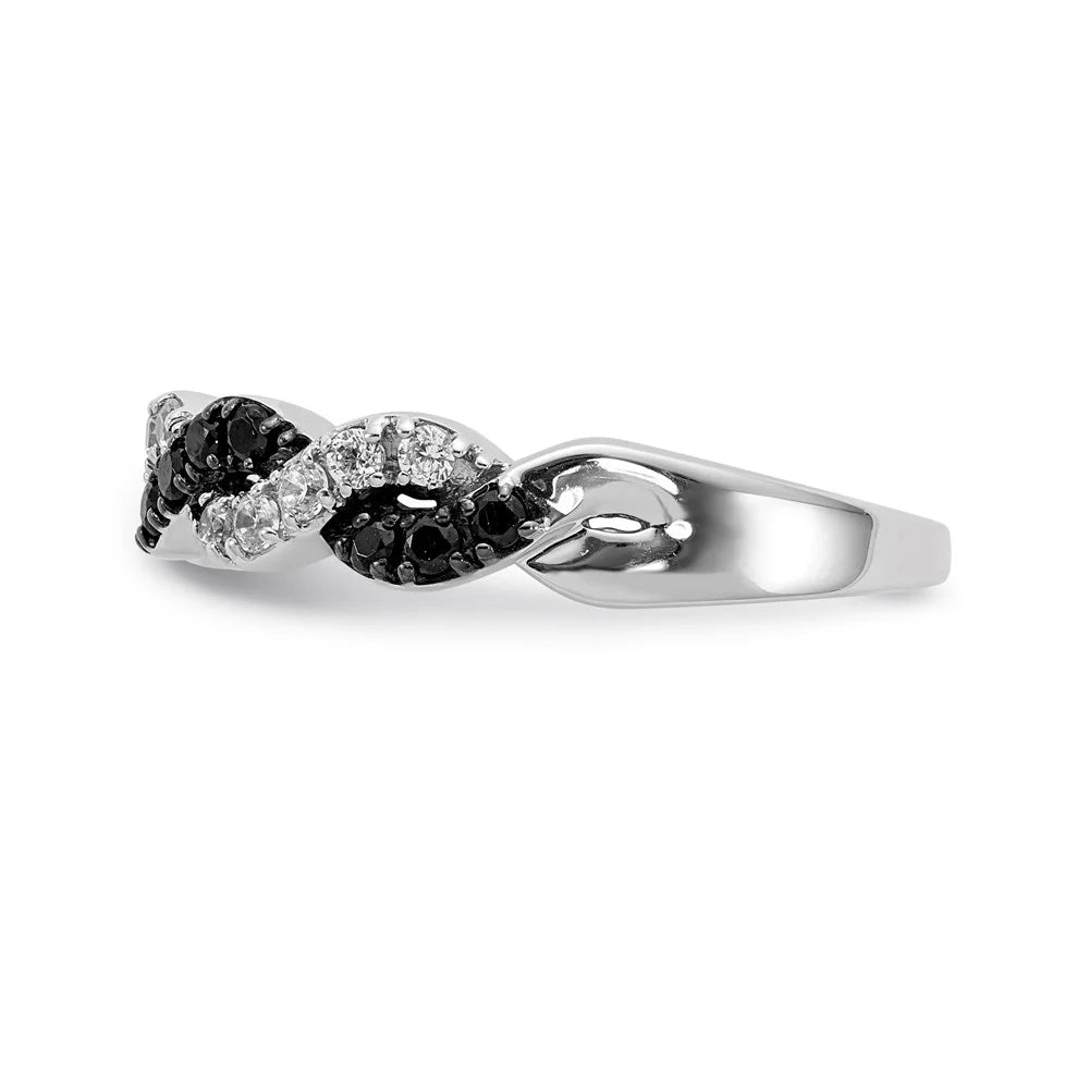 14kt White Gold Black White Diamond Twist Ring A57844