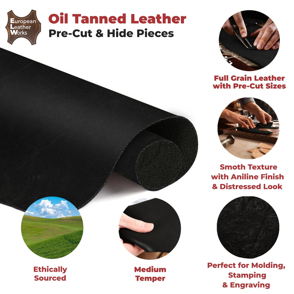 Charcoal Black 9-10 oz Full Grain Cowhide Leather K586