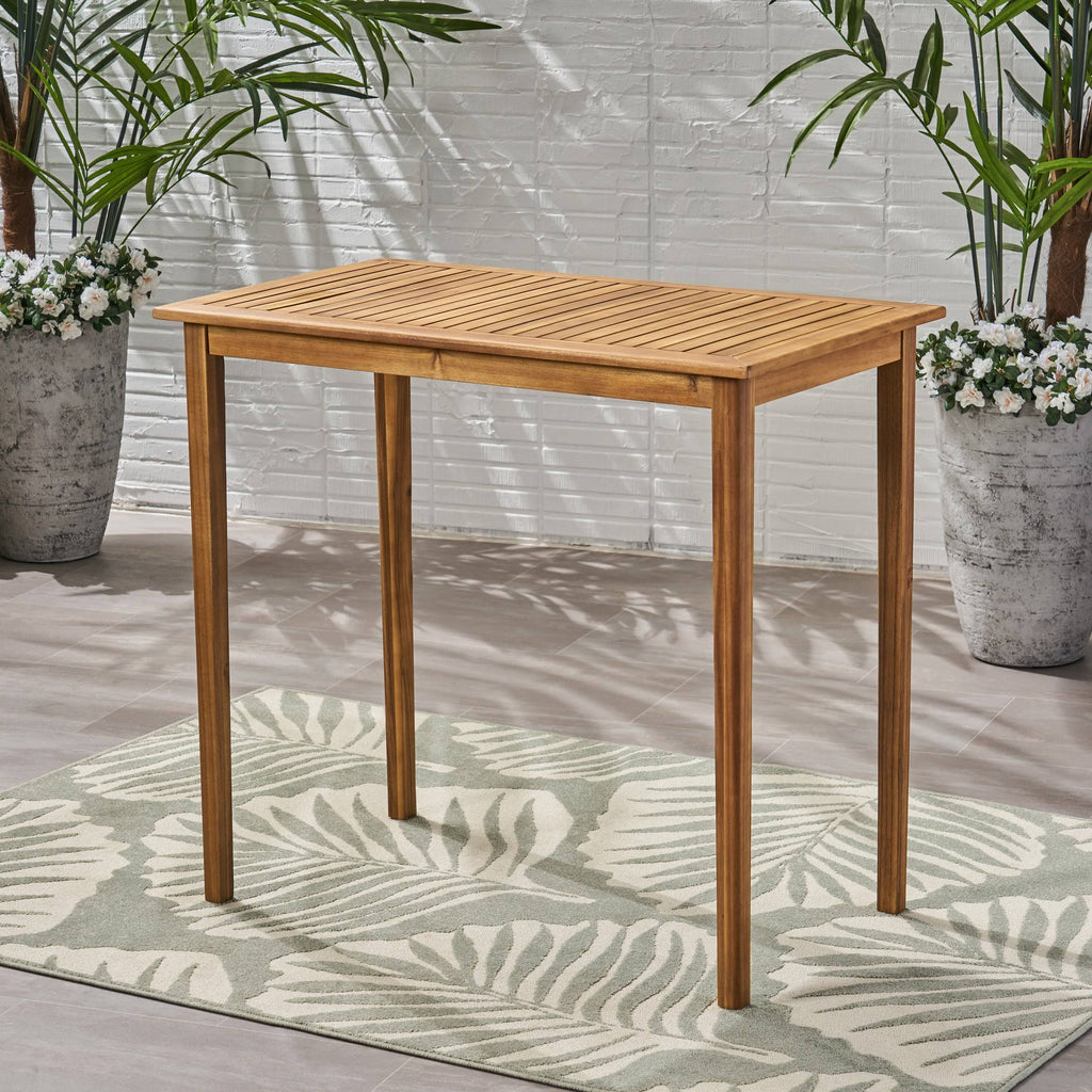 Teak Finish Acacia Wood Rectangle Bar Table B899210